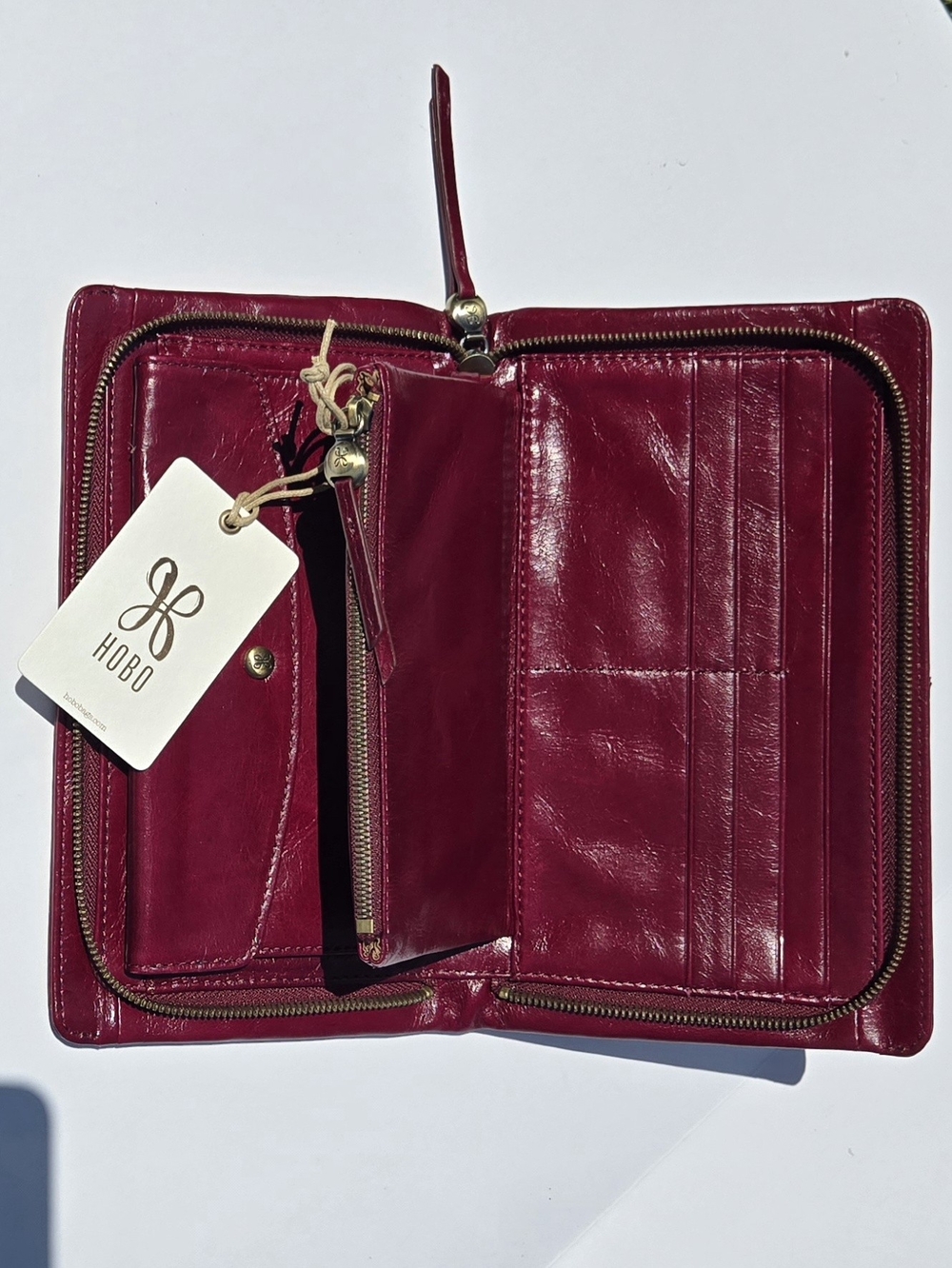 HOBO JILL Bifold Saddleberry Leather Wristlet Clutch - Picture 3 of 4
